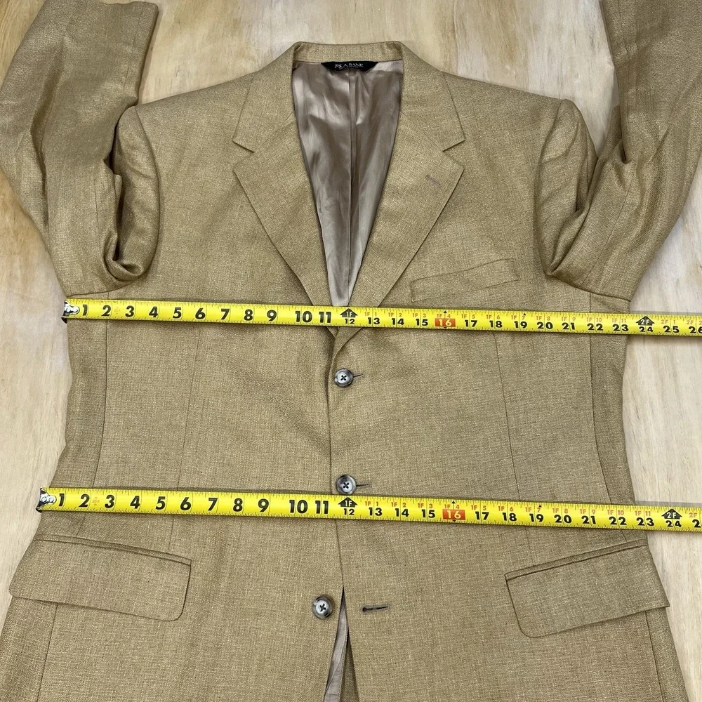 Vintage Jos A Bank Silk Golden Blazer Jacket Sport Coat Mens 44L Long 3Button